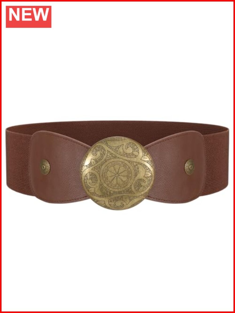 Women Wide Elastic Western Buckle Stretch Waist Belt for Dress